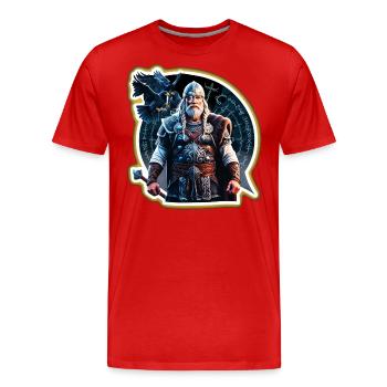 Odin, Vater aller - Männer Premium Bio T-Shirt - Rot - Vorne - Damien (186cm)
