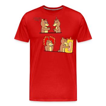 Cute and Funny Bears in Love Couple Illustration - Men's Premium Organic T-Shirt - red - Front - Damien (186cm)