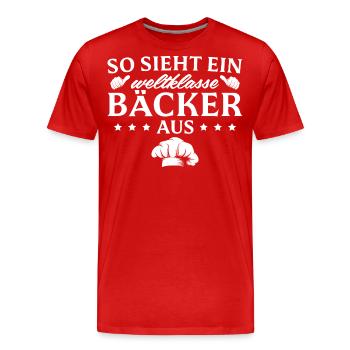 Bäckermeister Weltklasse Bäcker Geschenk - Männer Premium Bio T-Shirt - Rot - Vorne - Damien (186cm)