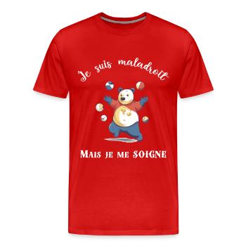 Je suis maladroit - T-shirt bio Premium Homme - rouge - Devant - Damien (186cm)