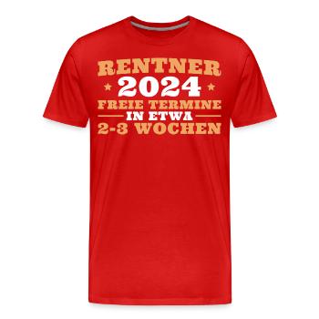 Rentner 2024 Ruhestand Humor Rente - Männer Premium Bio T-Shirt - Rot - Vorne - Damien (186cm)