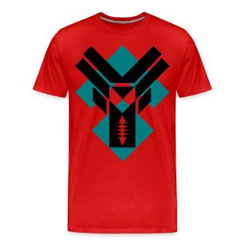 Géométrique Y - T-shirt bio Premium Homme - rouge - Devant - Damien (186cm)
