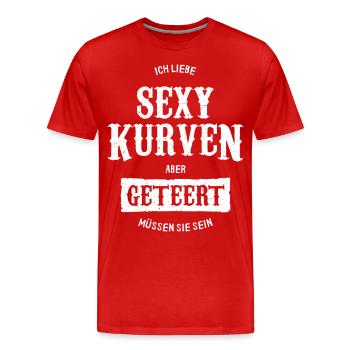 Motorrad - Ich liebe sexy Kurven geteert - Männer Premium Bio T-Shirt - Rot - Vorne - Damien (186cm)