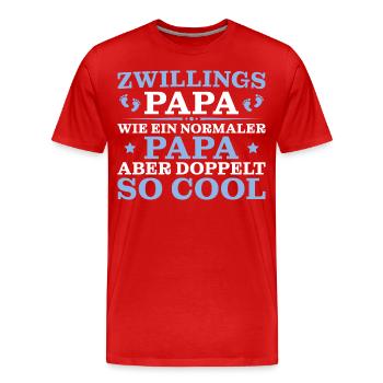 Zwillings Papa Bester Vater Geschenk - Männer Premium Bio T-Shirt - Rot - Vorne - Damien (186cm)