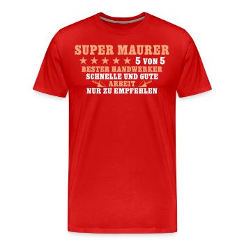 Maurermeister Bester Maurer Geschenkidee - Männer Premium Bio T-Shirt - Rot - Vorne - Damien (186cm)