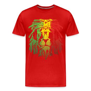 Lion Rasta - T-shirt bio Premium Homme - rouge - Devant - Damien (186cm)