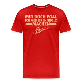 Forstwirt Brennholz machen Holzfäller - Männer Premium Bio T-Shirt - Rot - Vorne - Damien (186cm)