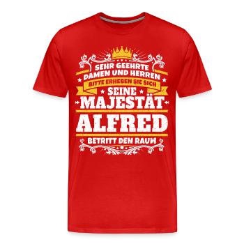 His Majesty Alfred - Men's Premium Organic T-Shirt - red - Front - Damien (186cm)