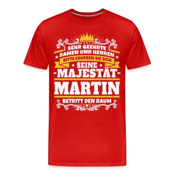 His Majesty Martin - Men's Premium Organic T-Shirt - red - Front - Damien (186cm)