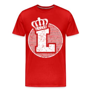 Stylish letter L with crown - Men's Premium Organic T-Shirt - red - Front - Damien (186cm)