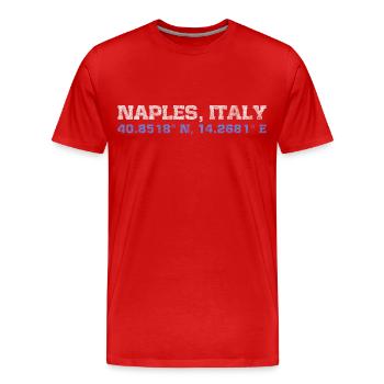 Coordonnées Naples-Italie - T-shirt bio Premium Homme - rouge - Devant - Damien (186cm)