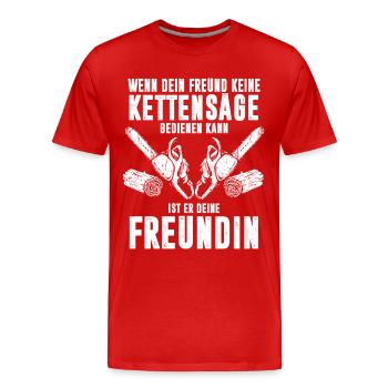 KETTENSÄGE / HOLZ / WALD - Männer Premium Bio T-Shirt - Rot - Vorne - Damien (186cm)