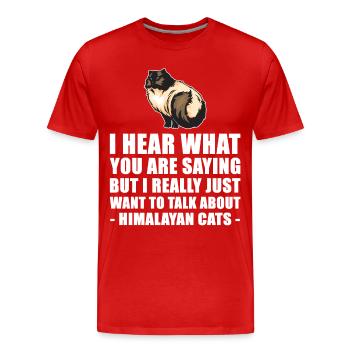 Chat cadeau mignon Himalaya - T-shirt bio Premium Homme - rouge - Devant - Damien (186cm)