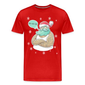 Santa Tattoo - Männer Premium Bio T-Shirt - Rot - Vorne - Damien (186cm)