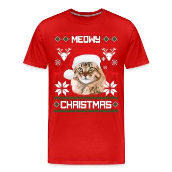 Meowy Noël Maine Coon Cat Joyeux Noël - T-shirt bio Premium Homme - rouge - Devant - Damien (186cm)