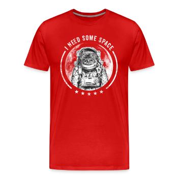 Chat astronaute lune chaton disant blague univers - T-shirt bio Premium Homme - rouge - Devant - Damien (186cm)