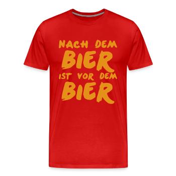 Nach dem Bier ist vor dem Bier Geschenkidee - Männer Premium Bio T-Shirt - Rot - Vorne - Damien (186cm)