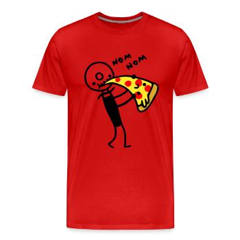 Pizza cutter eats pizza - Men's Premium Organic T-Shirt - red - Front - Damien (186cm)