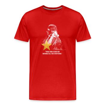 Alexander Hamilton Père fondateur américain - T-shirt bio Premium Homme - rouge - Devant - Damien (186cm)