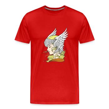 Wallküre - Männer Premium Bio T-Shirt - Rot - Vorne - Damien (186cm)