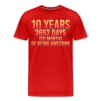 10 year 10th birthday gift - Men's Premium Organic T-Shirt - red - Front - Damien (186cm)