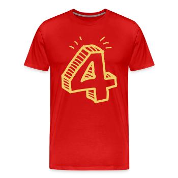 4 number - Men's Premium Organic T-Shirt - red - Front - Damien (186cm)