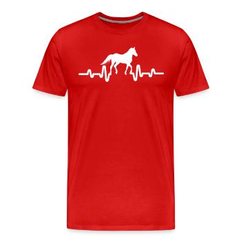 Herzschlag EKG Pferd - Männer Premium Bio T-Shirt - Rot - Vorne - Damien (186cm)