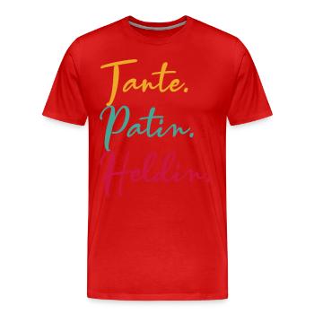 Patin - Tante - Männer Premium Bio T-Shirt - Rot - Vorne - Damien (186cm)