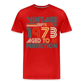 1973 September Perfection Retro - Men's Premium Organic T-Shirt - red - Front - Damien (186cm)