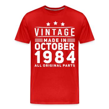 Millésime 1984 En Octobre Cadeau - T-shirt bio Premium Homme - rouge - Devant - Damien (186cm)