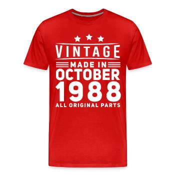 Millésime 1988 En Octobre Cadeau - T-shirt bio Premium Homme - rouge - Devant - Damien (186cm)