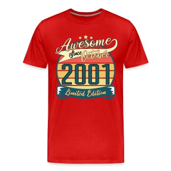 Idée cadeau Octobre 2001 Rétro - T-shirt bio Premium Homme - rouge - Devant - Damien (186cm)