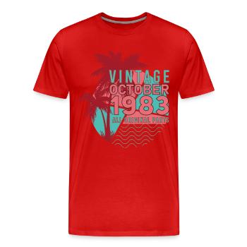 Né En Octobre 1983 Palme Rétro - T-shirt bio Premium Homme - rouge - Devant - Damien (186cm)