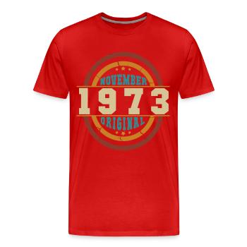 Né en novembre 1973 Retro - T-shirt bio Premium Homme - rouge - Devant - Damien (186cm)