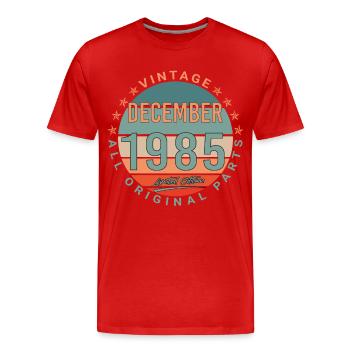 Né en décembre 1985 Vintage - T-shirt bio Premium Homme - rouge - Devant - Damien (186cm)