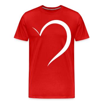 Halbes Weisses Herz - Männer Premium Bio T-Shirt - Rot - Vorne - Damien (186cm)