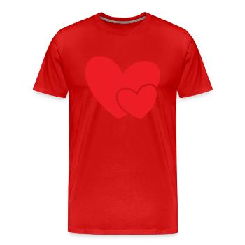 Rotes Doppel Herz Geschenkidee - Männer Premium Bio T-Shirt - Rot - Vorne - Damien (186cm)
