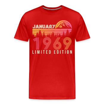 1969 In January Retro Locust - Men's Premium Organic T-Shirt - red - Front - Damien (186cm)