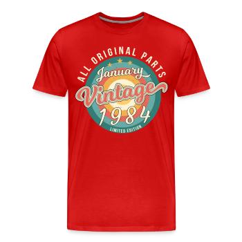 Né en janvier 1984 Original Retro - T-shirt bio Premium Homme - rouge - Devant - Damien (186cm)