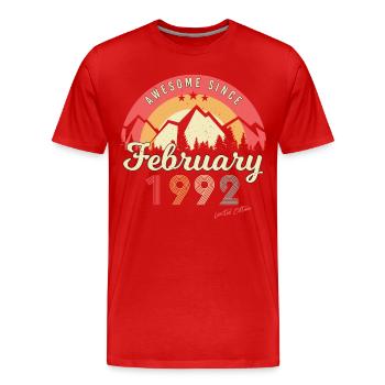 Geschenkidee Vintage Februar 1992 - Männer Premium Bio T-Shirt - Rot - Vorne - Damien (186cm)