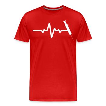 Spritze Auf EKG Linie - Männer Premium Bio T-Shirt - Rot - Vorne - Damien (186cm)