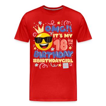 Omg! c’est mon émoticône de fille de 18e anniversaire - T-shirt bio Premium Homme - rouge - Devant - Damien (186cm)