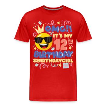 Omg! c’est mon émoticône de fille de 12 ans - T-shirt bio Premium Homme - rouge - Devant - Damien (186cm)