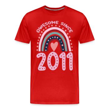 Awesome since 2011 - Men's Premium Organic T-Shirt - red - Front - Damien (186cm)