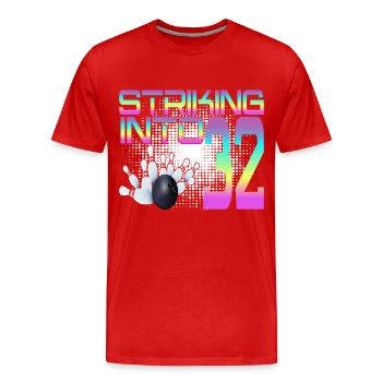 Frapper dans 32 Bowling Bowlers Fête du 32e anniversaire - T-shirt bio Premium Homme - rouge - Devant - Damien (186cm)