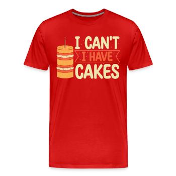 I can't I have cake | Bake Tshirt | - Men's Premium Organic T-Shirt - red - Front - Damien (186cm)