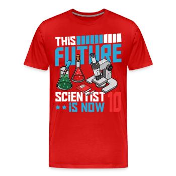 This future scientist is now 10 - Men's Premium Organic T-Shirt - red - Front - Damien (186cm)
