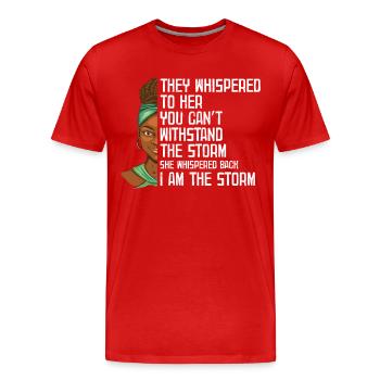 Ils lui ont chuchoté qu'elle n'était pas la tempête - T-shirt bio Premium Homme - rouge - Devant - Damien (186cm)