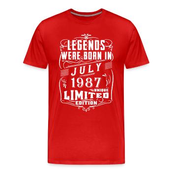 Birthday July 1987 Year Limited Edition - Men's Premium Organic T-Shirt - red - Front - Damien (186cm)