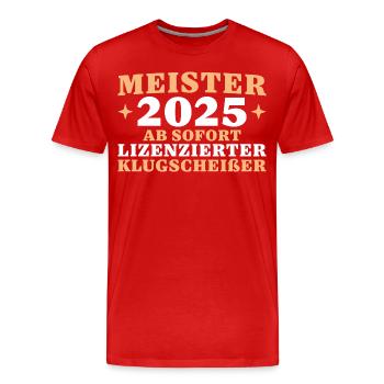 Bestandene Meisterprüfung 2025 Meister - Männer Premium Bio T-Shirt - Rot - Vorne - Damien (186cm)